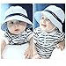Millya Infant Baby Toddler Solid Brim Stripe Sun Protection Hat 100% Cotton (Blue-brim)