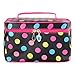 Discoball Lady Women Cosmetic Makeup Toiletry Travel Wash Bag Holder Mirror Case Organizer(Black + Multi-color spot)
