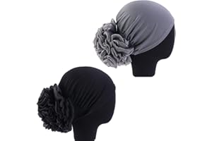 BABAHU 1Pack / 2Packs Women Flower Elastic Turban Beanie Head Wrap Chemo Cap Hat