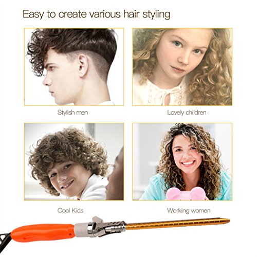 inkint 9mm Professional Lockenstäbe Elektrische Curling Stab Turmalin Keramik Rotary Haar-Sticks Nass&Trocken Tragbare Austauschbare Lockenwickler Lange Haare - 3