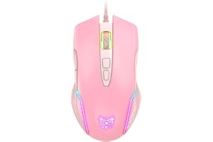 PHNIXGAM Wired Gaming Mouse, Ergonomic RGB Computer Mouse with RGB Backlight, Adjustable DPI UP to 6400, 7 Programmable Buttons for Windows Vista Linux (Pink)