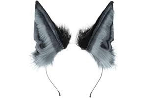 BUHIM Anubis Cosplay Schakal Wolf Ohren Fuchs Ohren Punk Stil Tier Cosplay Ohren (Grau Schwarz)