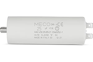 STEYCO Condensador de motor MECO 25 µF con terminales de 6,3 mm, fijación por tornillo M8