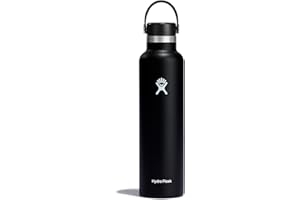 Hydro Flask - Standard Mouth - Botella de Agua 709 ml (24 oz) - Acero Inoxidable con Aislamiento al Vacío y Tapa a Prueba de Fugas y Revestimiento en Polvo - Standard Mouth - Black