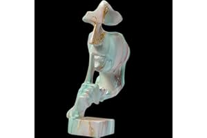 KILCVEM Scultura Moderna Design - Il Silenzio è d'oro - Soprammobili Statue di Figura del Pensatore Statue di Uomini Resina Statuette Decorative Casa per Soggiorno Ufficio, Oro Verde