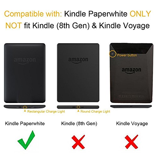 Handyhülle Kindle Paperwhite, Hülle für Kindle Paperwhite 2 Tablet Flip Case Cover, Kindle Paperwhite 3 Handytasche, Moon mood® Fall Etui Tasche für Amazon Kindle Paperwhite 1/2/3 (2012/2013/2014/2015 Version) 6.0 Zoll PU Leder Harte PC-innere Schlag-Standplatz Funktion mit 2 Karten Schlitz Kasten Schützender Abdeckungs Fall für Kindle Paperwhite (nicht mit Automatischen Schlaf / Wake Funktion) - 7