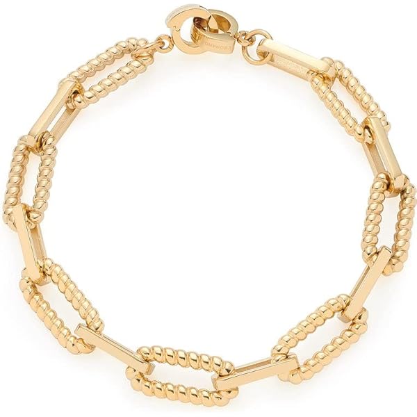 Leonardo Moni Clip & Mix 022232 Halsketting van roestvrij staal, korte goudkleurige schakelketting, schakelketting met koordstructuur, damessieraden, 43 cm, Roestvrij staal, Geen edelsteen
