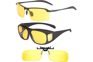 Riccardo Materossi 3 Pack Night Vision Glasses For Driving | Anti Glare | Unisex | UV400 | Premium Quality Frames & TAC Lenses | UK Based Brand