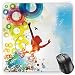 Produktbild HYYCLS Youth Mauspads, Artistic and Abstract Composition with Happy Woman Silhouette Flying Birds Circles, Standard Size Rectangle Non-Slip Rubber Mousepad, Multicolor