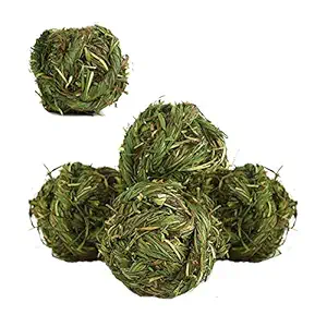 Rabbit Chew Ball Timothy Grass Grinding Small Animal Activity Play Chew Toys for Bunny Rabbits Hamster Guinea Pigs Gerbils (5PCS)