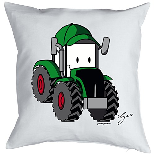 Ausgefallener Kissenbezug Zierkissen Bezug OHNE!!! Füllung mit Designer Motiv by Gali: Lustiger Traktor mit Gesicht