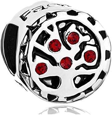 Uniqueen Birthstone Crystal Tree of Life Family Love Beads Fits Charm Bracelet Gifts
