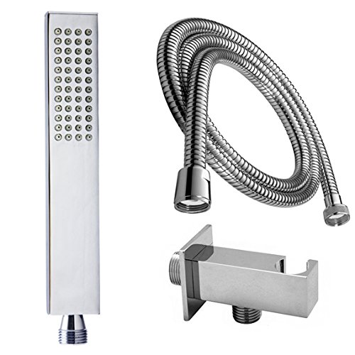 Messing Handbrause mit Duschschlauch 200 cm + Brausehalter + Wandanschluss Set