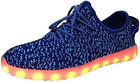 Men's Women's Lace Up Luminous Sneaker Casual Shoes USB Charging Light Flashing Shoes Sport Shoes Summer Shoes (EU41/UK7, Blue)