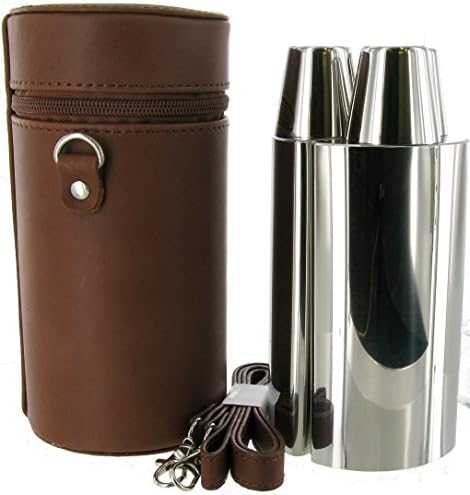 24oz Brown Spanish Leather 3 Flask Set