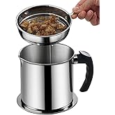 HEJISUN Oil Strainer Pot Grease Can - Stainless Steel Cooking Grease Container, Reuse Oil Storage (Best Oil Shaver) Can Conta