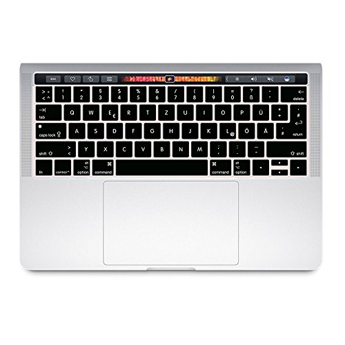 Se7enline Silikon QWERTZ Tastaturschutz (EU Deutsche Tastatur Gestaltung/Layout) für Apple MacBook 2016+ neu Pro mit Multi-Touch Bar Design 13"/15" Zoll Model A1706/A1707, Schwarz-Black