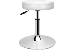 QiCheng&LYS Swivel Stool Breakfast Bar Stools, Dressing Table Stool, Soft Stool Adjustable Swivel Gas Lift for Office Working,Counter Kitchen and Home (White)