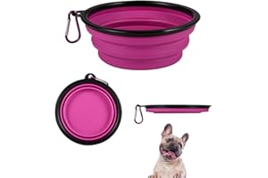 YMISAL Pack: Comederos para Perros, Bebedero Perro Portatil en 2 Unidades 650ml y 350 ml. Cuencos para Perros sin BPA, 6 Colores a elección. Bebedero Gatos, Accesorios para Perros (Púrpura)