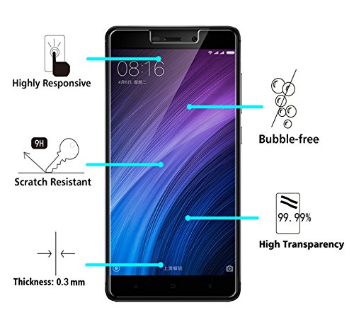 Zuttero Protector de Pantalla para Xiaomi Redmi 4  2 Unidades   Cristal Vidrio Templado Cristal Protector para Xiaomi Redmi 4 -  Ajuste Perfecto  - Protector para Xiaomi Redmi 4