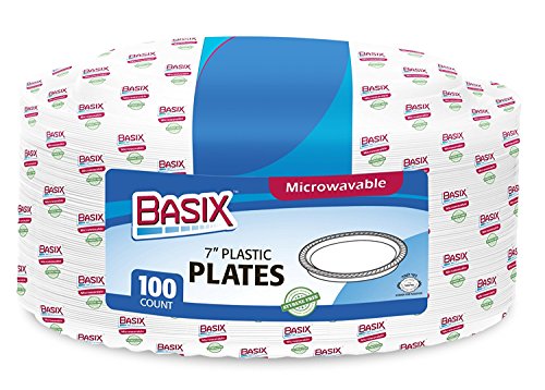 Basix starke Qualität Einweg Kunststoff Plastik Teller/Schüsseln mikrowellengeeignet, weiß, 7 Inch – 18cm - 2