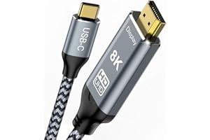 ANGUSPLAY Augusplay USB C a HDMI 2.1 Cable, 8K@60Hz 4K@240Hz Tipo C a HDMI Cable de alta velocidad, HDR HDCP 2.3 Thunderbolt 4/3 a HDMI Cable Compatible con iPhone 15 Pro MacBook Pro/Air UHD TV Monitor, 2M