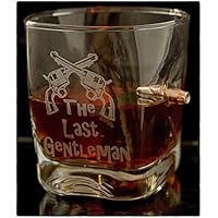 Graviertes WhiskeyGlas mit realem Geschoß und Gravur The Last Gentleman Geschenkidee