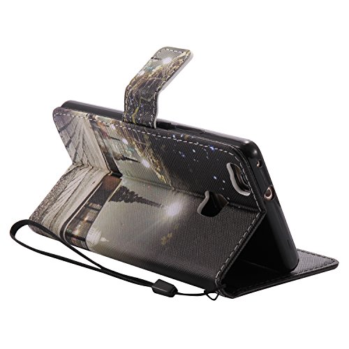 Feeltech HUAWEI P9 Lite Hülle PU-Leder und Brieftasche Bunte Muster Fall mit Magnetverschluss, Hybrid-Kickstand mit Stand-Funktion, schlagen Sie schützende weiche TPU Stoßstangenabdeckung und Kreditkartenhalter für HUAWEI P9 Lite Handgelenk Bügel-Buch-Art-Geldbeutel-Tasche mit 2 In 1 Berühren Sie Stift – London - 4