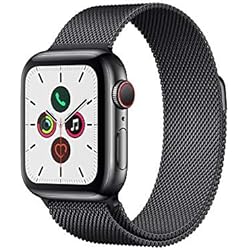 Apple Watch Series 5 (GPS + Cellular, 40 mm) Boîtier en Acier Inoxydable Noir Sidéral - Bracelet Milanais Noir Sidéral
