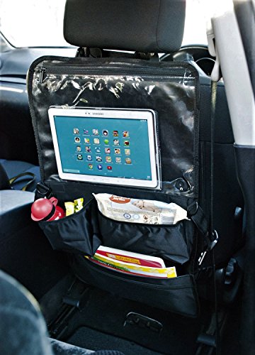 Auto-Rücksitz Organizer & Sitzschoner mit Tablet Halter für Kinder – vielfältiger Rückenlehnen-Schutz für mehr Ordnung im Auto mit Touch Screen Tablet-Fach oder DVD Halterung & 5 Taschen - 6