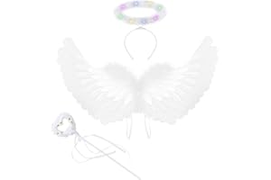 OURDORT Alas de Ángel,Plumas Ángel Alas,Alas de Angel Blancas,Disfraz de alas de ángel,Alas Angel para Niños Adultos,Plumas para Cosplay/Carnaval/Navidad/Halloween Fiestas de Disfraces (Blanco)