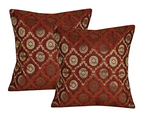 Lal Haveli Handmade Silk Cushion Covers 18 x 18 inch Set of 2 Pcs