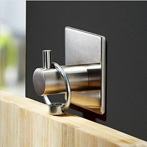 btsky 4 Stück Stilvolle gebürstet 304 Edelstahl 3 m selbstklebend Badezimmer WC Schränken Bademantelhaken Handtuch Rack Rail 1-hook - 6