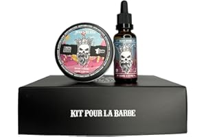 Man's Beard - Coffret Duo barbe et moustache - Baume De Barbe 90ml Et Huile De Barbe Parfumé Canne à sucre 30ml – Ingrédients d’origine Naturelle - 100% Fabrication Française