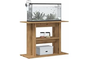 CIOURSTO Aquarium Stand Engineered Wood Fish Tank Cabinet Modern Design with Storage Stable Display for Home Decor Living Rooms (Handcrafted Oak, 80 x 35 x 60 cm)