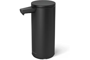 simplehuman ST1084 pompa z czujnikiem 266 ml, automatyczny dozownik mydła w płynie, zmienna doza, zawór bez kapania, wodoodporność IP67, matowa czarna stal nierdzewna, ST1084