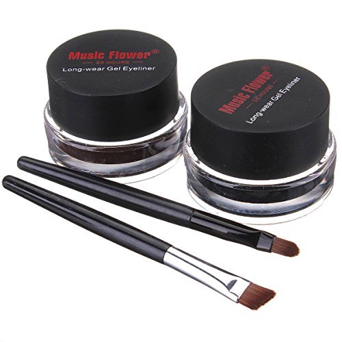 LUCKYFINE Wasserdicht Eyeliner Gel Make-up Kosmetik augen Tools Schwarz & Braun mit 2 Buerste - 6