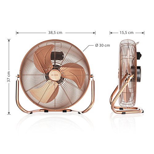 Brandson – Retro Windmaschine / Ventilator | Standventilator 35cm | hoher Luftdurchsatz | Tischventilator / Bodenventilator | im edlen Kupfer-Design - 3