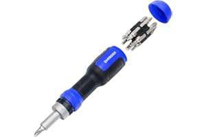 SHARDEN Ratchet Screwdriver 13-in-1 Ratcheting Screwdriver Multi-Bit Screw Driver Multitool All in One with Torx Security, Flat Head, Phillips, Hex, Pozidriv and 1/4 Nut Driver