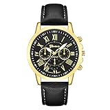 Mode Herren Damen Leder Wasserdicht Uhr Beiläufig Luxus Analog Quarz Kristall Armbanduhr Geschenk Groveerble