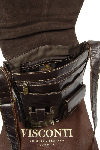 Organizer-Umh  ngetasche aus Leder von Visconti  18410  - Mokka Bruan - GR    E  B  25 H  30 T  7 cm