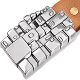 Pure leather belt silver buckle men's leather retro personality handmade casual belt outdoor geometric pattern