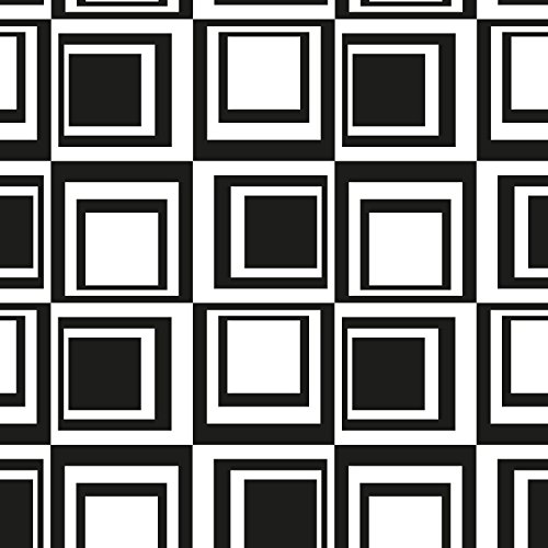 Spind-Tapete "Black Check" im 3D Retro-Design // Ein tolles Geschenk für Jungen und Mädchen // Farbe schwarz / weiß