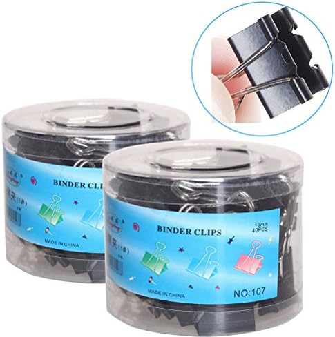 80 Pcs Metal Binder Clips, Sicai Mini Metal Foldback Binder Clips Office Organizer Paper Clips, Black, 2*40 Pieces
