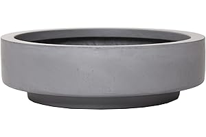 ‎VIVANNO VIVANNO Pflanzschale Blumenschale Dekoschale Fiberglas Escada Low 9x30 Betonoptik Grau