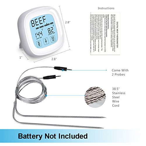 Amir KA9 Grillthermometer (Digital, Touchscreen, geeignet für Ofenthermometer BBQ Temperaturen) weiß - 7