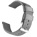 OLLREAR Unisex Nylon Uhrenarmbänder Edelstahl Silberne Schnalle 20mm Grau