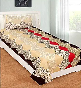 CWK 3D Printed 144 TC Polly Cotton Single Bedsheet with 1 Pillow Cove 60