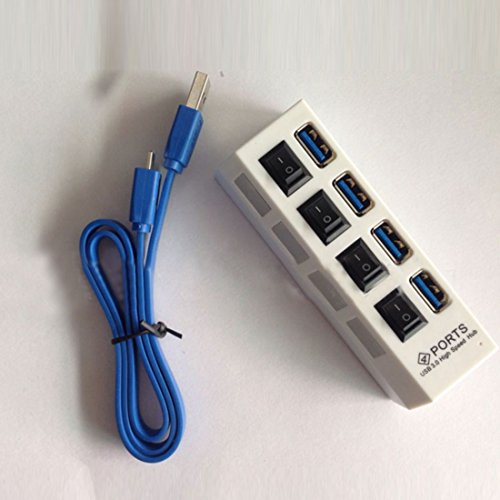 High-Speed Datenübertragung USB 3.0 Hub 4 Port Ports Splitter Ac Power Adapter mit Ein / Aus Schalter und LEDs Hot Plugin Plug & Play für PC Laptop, Computer Windows MAC, IPhone 7, LG, IPad, Samsung Macbook Pro Laptop Iphone Ipad Datenübertragung Aufrechtzuerhalten Farbe: Weiß - 3
