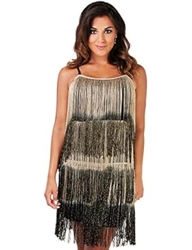 KRISP Damen 20er Jahre Cocktail Fransen Kleid 1920